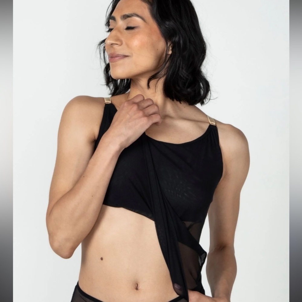 New! Anaono Luba stretch mesh Black Camisole tank recovery surgery 2291